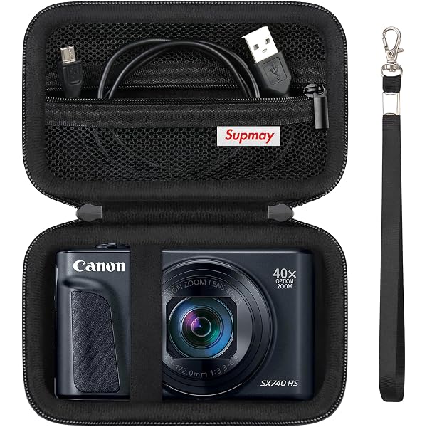 Navitech Custodia Rigida EVA Per Canon PowerShot SX70 HS - Nero, Con Divisori E Tracolla, Protezione Da Urti