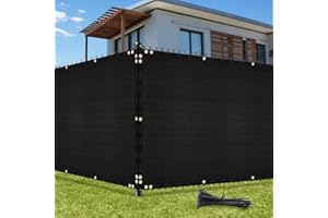 UIRWAY Vert Jardin Clôture 1,52m x 15,24m, Occultant, Rouleau 170g/m² HDPE Toile Traité Anti-UV Avec Fixation Liens pour Clôtures Jardin, Terrasse, Balcon (Noir)