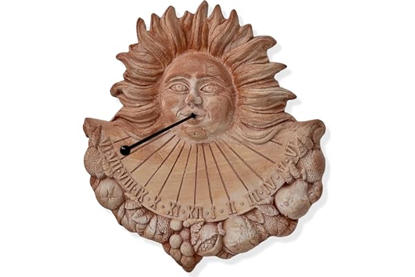 Toocook Méridienne solaire en terre cuite murale pour extérieur résistant aux intempéries Montre vintage fabriquée en Italie (méridienne 33 x 35 cm)