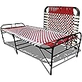 ARTEMIST Portable Single Folding Bed Space Saving Heavy Duty Foldable Bed Frame/Khat Cot For Sleeping Bed Sturdy Metal Bed Frame Space Saving Design 3'X6' (Red Classic Bed)(Painted)