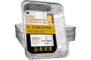 Superior Große Einwegfolienschalen zum Backen, Braten und Braten, Kochen, Aufbewahren von Lebensmitteln und mehr Packung mit 5 tabletts und 5 lids Silber