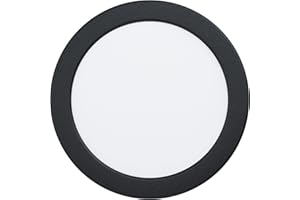 Eglo Fueva 6 Foco LED empotrable redondo para baño, lámpara de baño de plástico en negro, foco empotrable plano, color de luz blanco cálido y frío, IP44, diámetro de 16,6 cm