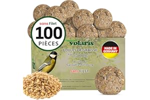 Eggersmann volaris Lot de 100 boules de graisse sans filet - 9 kg - Nourriture riche en nutriments pour oiseaux sauvages - Boulettes d'oiseaux