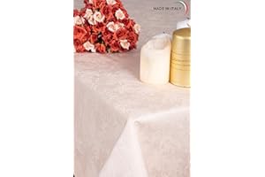 ESSE HOME -Confestyl – Tovaglia con tovaglioli (Servizio Tavola)-Rettangolare x 6 Persone –Fiandra Jacquard Puro Cotone – Prodotto Artigianale - Iris 598 (150x180, Servizio Pesco)