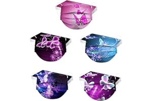 RAOPUZI 50 Pièces Adulte pour Masque Tissu Non-tissé 3 Plis Protection Faciale Jetable Respirant Doux Antipoussière Plein Air Femmes et Hommes Impression Bandeaux Tissu Multifonctionnel Écharpes (A-4)