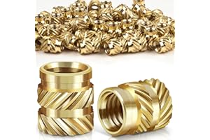 Caianwin 50PCS Thread Insert M3 Brass Heat Set Insert for for Plastic and 3D Printing Components - Brass Metric Knurled Nuts