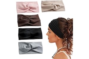 BULL TIGER PRESTIGE 5 Pezzi Fascia per Capelli Donna, Fasce da Yoga Alla Moda Elastiche, Fasce Larghe per Donna Fascia Sportiva Capelli Cerchietto a Croce, Cerchietti Annodato Fasce Accessori Capelli per Donna e Ragazza