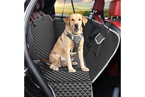 KYG Funda Coche Perro Protector Asiento Impermeable Antidesliante Con Ventana de Malla Visible Para Asiento Trasero - Adecuado Para Mayoría de Coches 135x140x32cm