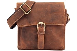 Lloyd Baker - Chennai Real Genuine Leather Small Crossbody Bag, Buckle Fastening Flapover Everyday Shoulder Bag, Structured Boho Style Distress Leather Messenger Bag