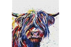 HKLIOPU Highland Cow Diamond Art Kits Adults,Diamond Painting Embroidery Cross Stitch Art Craft Home Wall Decor 30x30cm