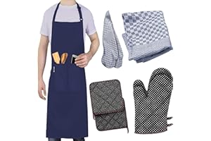 LEFUNDA® Kochschürze Wasserdicht Schürze mit 3 Taschen Verstellbare Grillschürze mit langen Bändern Küchenschürze für Männer Damen Küche Restaurant Café