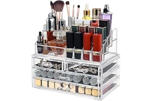 DAWOO Make-up Organiser Acrylic Jewellery BoxProducts Mother's Day Gifts Cosmetic Organiser Drawers Makeup Storage Case (Transparent,4 Drawers)
