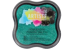 DOCRAFTS ARTISTE Artiste Pigment Pearlescent Mantis Green Ink Pad for Stamping, Embossing Powders, Crafting Supplies, Pigmented Use with Clear Stamps, Rubber Stamps, Ink Pads are Safe Non-Toxic Acid-Free