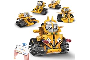 nmoiww télécommande Robot Blocs de Construction Jouets Enfants compatibles avec Lego Technologie de déformation garçons Filles Mode ingénierie Voiture (Jaune)