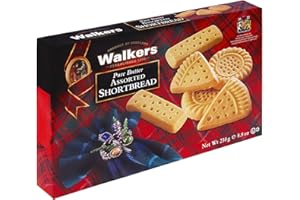 ZEUS PARTY Walkers Shortbread Biscotti Tipici Scozzesi Assortiti, Dolcetti a Base di Zucchero, Farina e Burro, Soli o da Accompagnare con il Tè, Scatola 250 g
