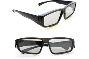 Ganzoo Set of 2 3D Glasses for Passive 3D TVs (Not Suitable for Active Devices), PC Games or Cinema RealD, Passive Glasses (Circular Polarised) Colour: Black - Brand