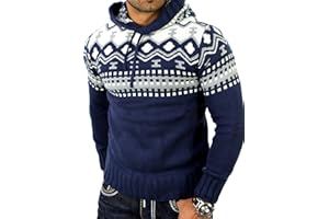 Reslad Norweger Pullover Herren Winterpullover Kapuzenpullover | Strickpullover für Männer RS-3013