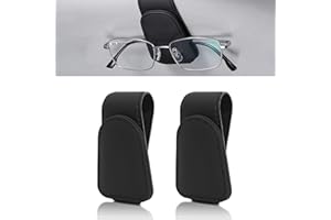 Bosmsaslad 2 Piezas Soporte Gafas Coche, Soporte para Gafas de Sol para Coche, Portagafas Coche Universal, Clip Magnético de Cuero para Colgar Gafas Visera, Accesorios Coche Interior (Negro)