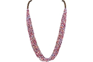 Bocar Long Multi-Row Handmade Pearl Statement Necklace with Gift Box (NK-10407=fuchsia red)
