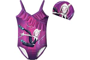BERHANGO Ghost Spider Swimsuit Spiderverse Swimming Costume Gwen Spidey Girls Swimwear 3-10Y