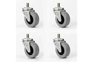 PRIORY CASTOR British Manufactured - 4 Castor Wheels | 50mm M8x15mm Thread, Screw Furniture, Appliances, Trolleys Castor with Soft Tread Quiet Tyre.