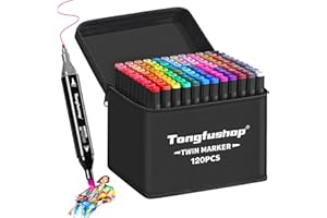 Tongfushop Rotulador de 120 Colores, Rotuladores Alcohol Doble Punta, 2S Secado Rápido Permanent Marcadores Base Alcohol con Bolsa de Almacenamiento y Espaciador para Niños, Adultos Cómics, Colorear