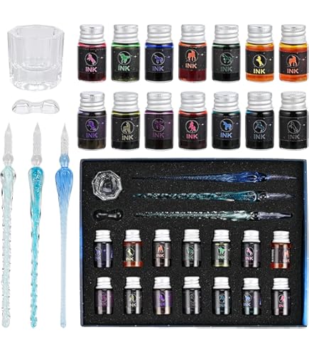 2 Penne A Immersione In Vetro - Per Calligrafia E Decorazione | Stella Orchidea + Blu Oceano - Foto 8