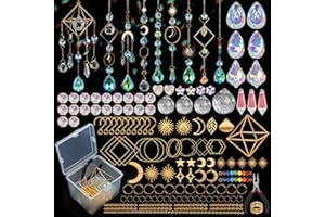 EUAKEE 400 Stück Sonnenfänger Kristall Bastelset, DIY Sonnenfänger Kristall, Suncatcher Windspiel Basteln,Hängender Regenbogen mit Kristallketten Tropfen Prisma für Zuhause Büro Garten Outdoor Deko