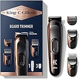 King C. Gillette Kit REGOLABARBA UOMO, 1 Testina, 3 Pettini Regolatori, 1 Spazzolina, 1 Caricatore, RASOIO BARBA ELETTRICO, I