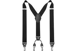 JEMYGINS Bretelle da uomo larghe 3,5 cm con 4 bretelle clip a forma di Y, elastiche e regolabili in lunghezza