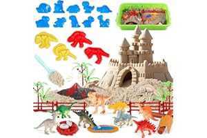 Weilim Arena Magica Niños, Arena Kinetica Set - 1000g Arena Cinetica, 8 Dinosaurios, 14 Moldes, Juguete de Arena Sensorial Juguetes de Arena DIY Juguete de Interior para Niñas Niños 3 4 5 6 7 años
