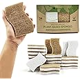 AIRNEX Biodegradable Natural Sponge Pack of 24 - Cellulose and Coconut Washing up Sponges - Eco Heavy Duty Cleaning Sponges - Non Scratch Odour Free Kitchen Sponges Multipack for Dishes, Pots and Pans