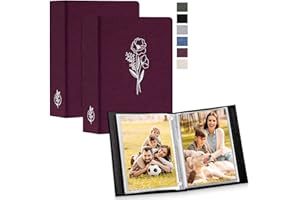 Lanpn Álbum de fotos de 13 x 18 cm 52 con bolsillos 2 paquetes, pequeño ropa álbum de fotos vertical bolsillo Púrpura