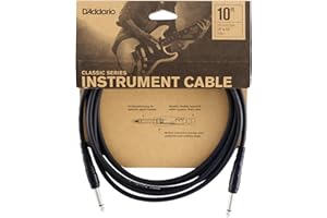 Planet Waves Cable de guitarra D'Addario - Cable para Instrumentos de la serie Classic -1/4 Pulg Macho a 1/4 Pulg Macho - 3.048 Metros - Extremo Recto - 1-Paquete