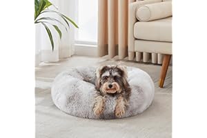 WESTERN HOME WH Western Home Hundebett rund Katzenbett Hundekissen Flauschig Katzenkissen Weich katzenkorb Donut Plüsch Hundebett für Kleine und Mittelgroße Hunde Katzen,Weiß anthrazitgrau 60cm