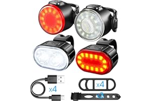 ASUNND Luci Bicicletta a LED, Luci Anteriori e Posteriori Ricaricabili de Bicicletta USB, 2 Set di Luce Bicicletta Multi Stile IPX5 Impermeabile, Luci Sicurezza Super Luminose de Strada/Mountain Bici.