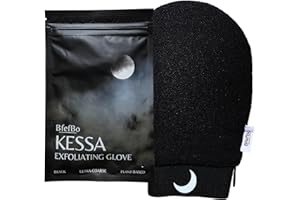 BfefBo Kessa Exfoliating Glove, Black Mitt, Plant based, Eco friendly fabric, Plastic free (Black)