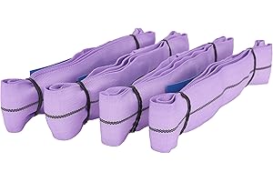 Sandax Lot de 4 boucles rondes professionnelles en polyester, élingue à glissement de 1 tonne (1 t), charge nominale (1 000 kg), 1 m de circonférence, longueur utile 0,5 m, une couche selon la norme