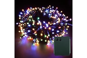 YOSION LED Battery Power Operated Dark Green Cable String Fairy Lights Christmas Xmas Garden Party Wedding Decoration (Multicolor, 100 LEDs)