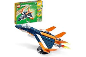 LEGO Creator 3in1 Supersonic-Jet 31126 Building Kit; Build a Jet Plane and Rebuild It into a Helicopter or a Speed Boat Toy; A Creative Gift for Passionate Fans Aged 7+ (215 Pieces)