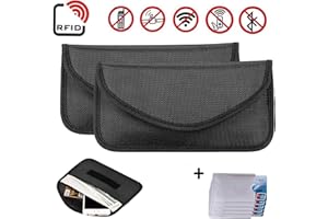Newseego 2xTasche für RFID-Signal |5xGRATIS RFID Kreditkarteninhaber Faraday RFID Diebstahlschutztasche für Pocket Key Fob Blocking für Auto,Faraday RFID Schlüsselanhänger (Schwarz)