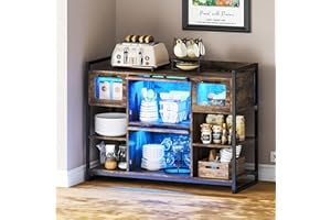 Lvifur led Mobile Cucina Dispensa Con Enchufe, Armadio Portaoggetti Con Dimmerabile 3 colori, Credenza Con Sensore Corporeo, Cassettiera Con Porte USB Type-C 100 x 40 x 75 cm