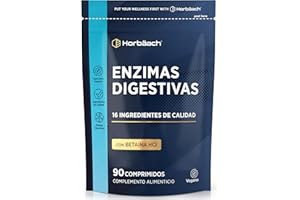 HORBÄACH Enzimas Digestivas Potentes | Complejo con Amilasa, Proteasa, Lactasa, Lipasa y Celulasa | 90 pastillas veganas | Horbaach