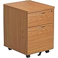 Office Hippo Heavy Duty 2 Drawer (1 for Filing) Mobile Pedestal Filing Cabinet, with Anti-Tilt Mechanism & Lockable Office Storage, 5 Year Wty By Office Hippo - Oak
