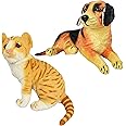 Mima Toys Cat + Sitting Dog Plush Soft Stuffed Toy Combo, Adorable Gifts for Kids and Adult -Made in India