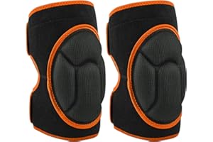 JODSEN Knee Pads for Work, Protective Garden Kneeling Pads Anti-Slip Collision Avoidance Knee Sleeve for Women and Men, Multifunction Knee Caps for Gardening, Sport, Skating (Black with Orange Rim)