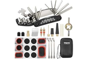 Tagvo Trousse d'outils de vélo,16 en 1 Ensemble Bicyclette Réparation multifonction Bundle,avec kit de patch,leviers de pneu,outils trousse de fixation de bicyclette,Vélo Réparation Sac kits d'entret