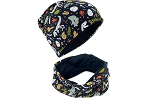 HECKBO enfants garçons filles bonnet écharpe tube set - différents motifs - avec ou sans non-tissé - 95% coton - matériau doux stretch & entretien facil - printemps été automne hiver