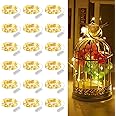 Brightown 18 Pack Led Fairy Lights Battery Operated String Lights Waterproof Silver Wire 2m 20 LED Copper Wire Battery String Lights, for DIY Wedding Party Bedroom（Warm White）