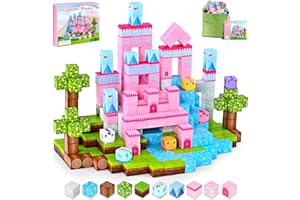 PINKCAT Magnetic Blocks for Girls Toys- 100pcs Magnet Castle Building Set, Montessori Sensory Toys for Toddlers, Gifts for Kids Age 3+, Fidget Cubes Construction Toys for Halloween, Christmas, Birthday